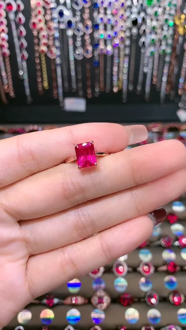 【闪购商品】红宝石戒指银S925镶嵌7.9玫瑰金