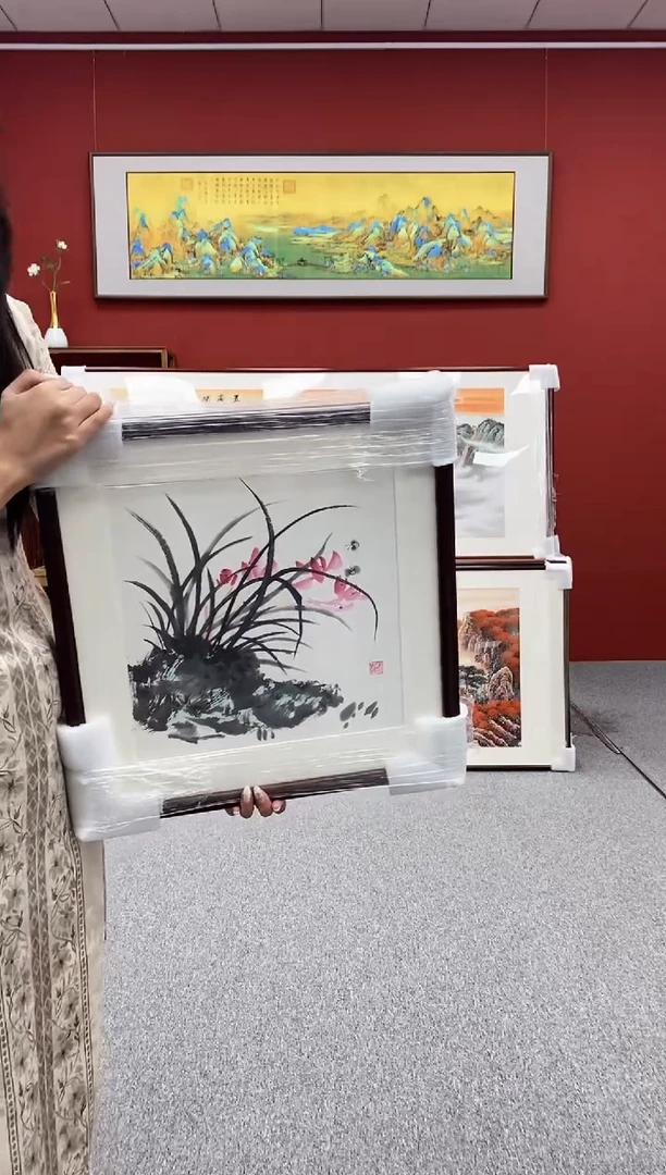 国画手绘 斗方兰花 48*48