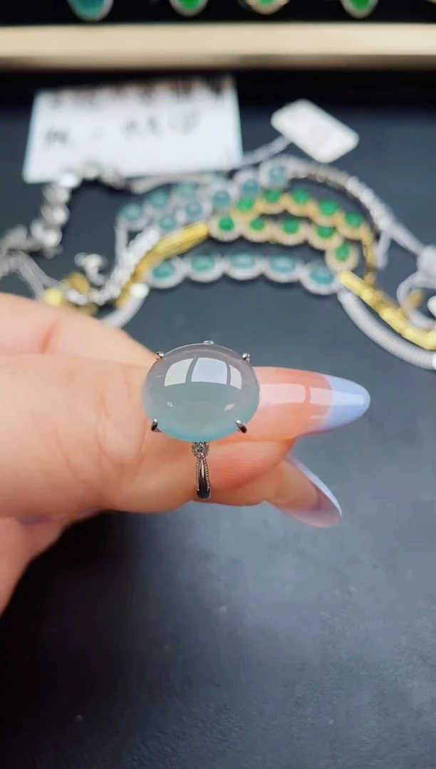 翡翠戒指银S925镶嵌321312