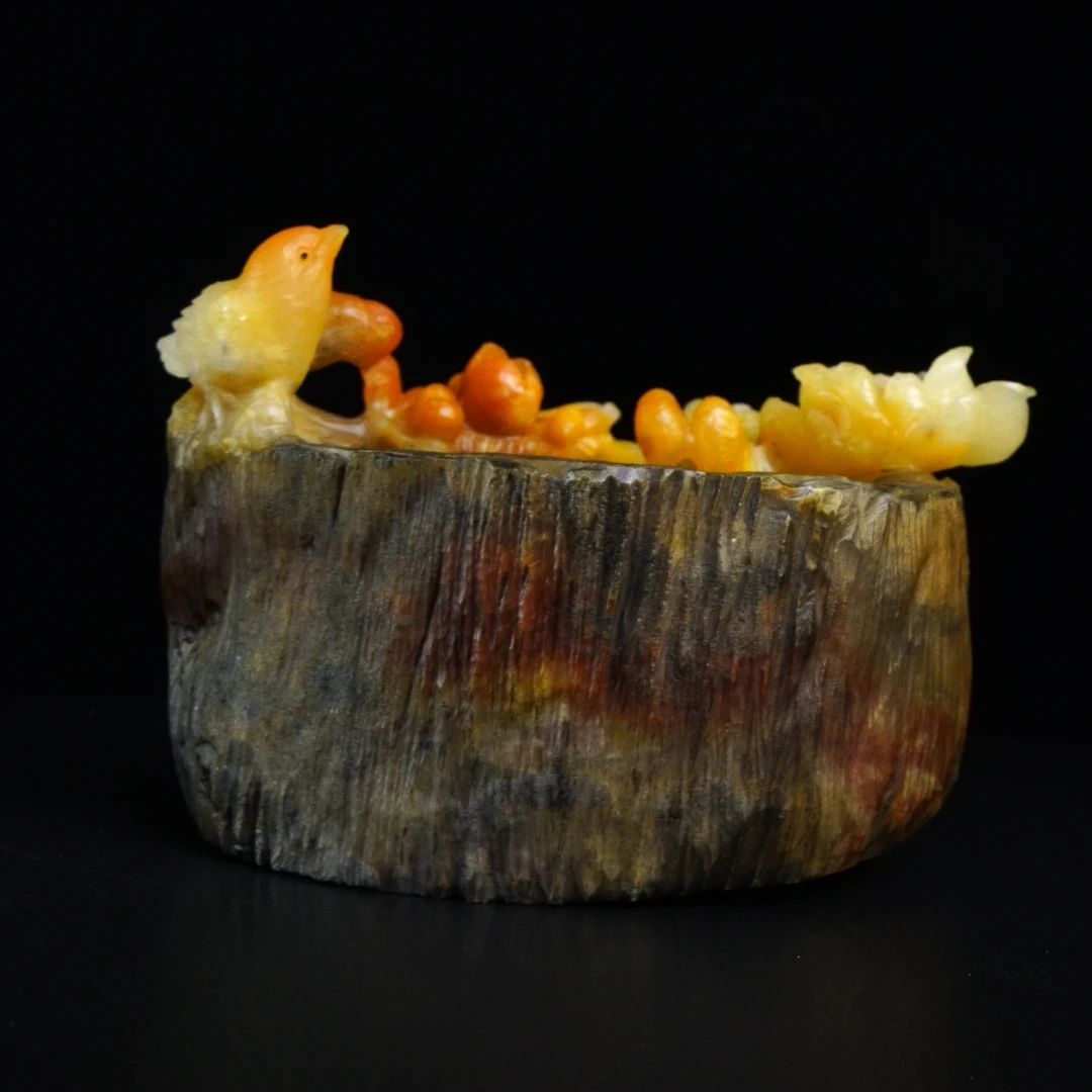 19寿山石结晶芙蓉喜上眉梢摆件410克9.9x6.6x7.3