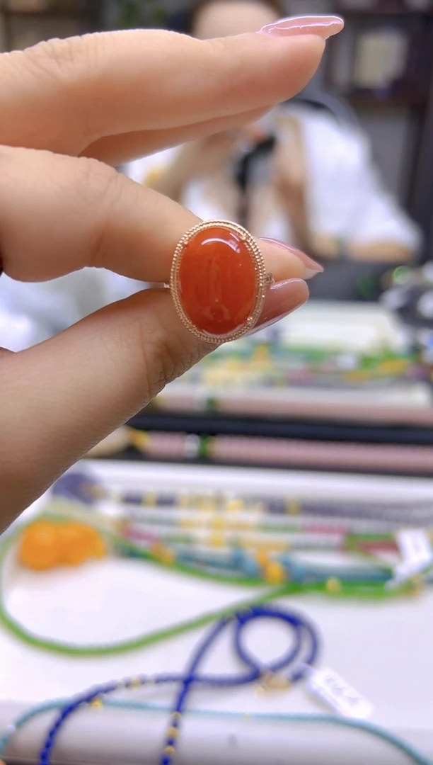 翡翠戒指银S925镀金镶嵌DIY款J119