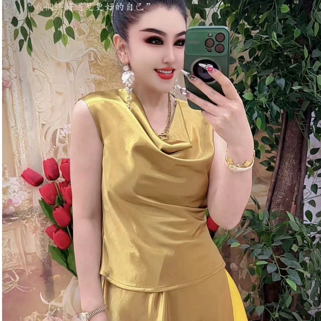 5986 高端时尚气质修身显瘦衫+半身裙两件套