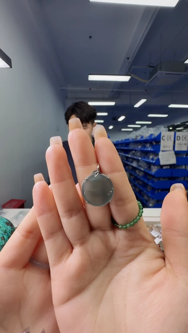 【闪购商品】翡翠吊坠(不含链)银S925镶嵌翡翠无事牌吊坠