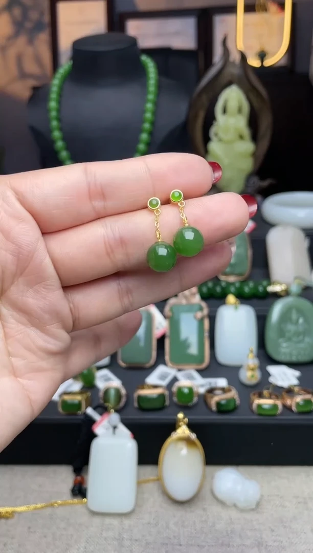 【闪购商品】和田玉耳饰银S925镶嵌耳饰t048