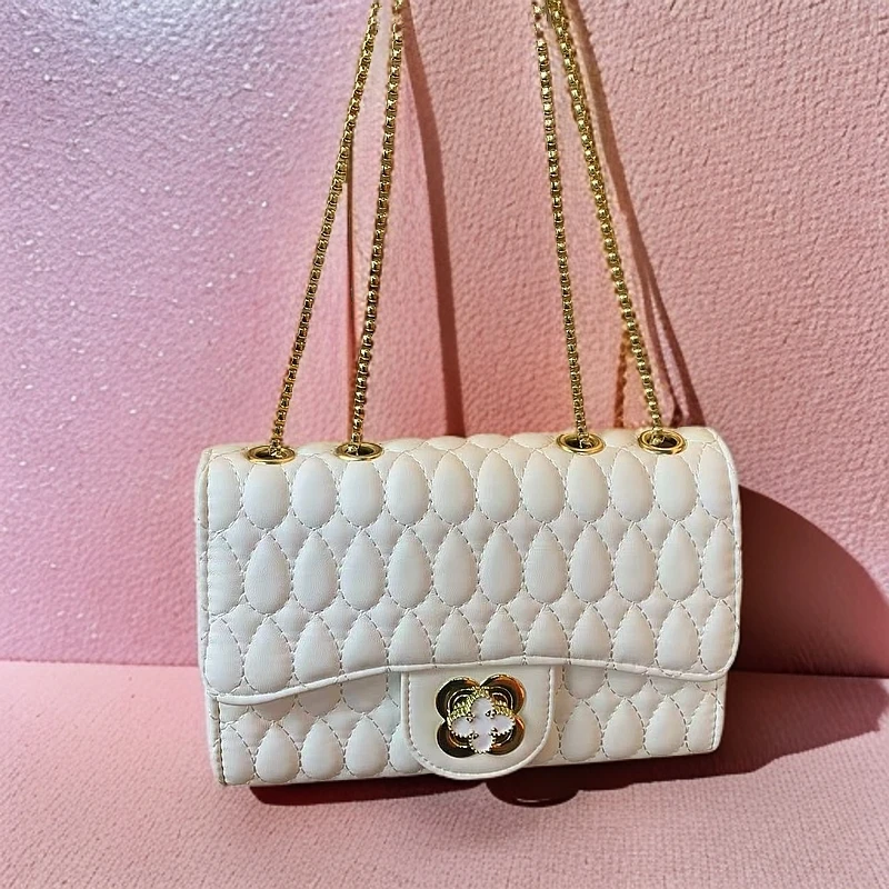 定制面料白色单肩斜跨包轻奢时尚百搭女士