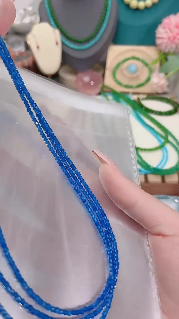 蓝宝石颈饰银S925镶嵌方99