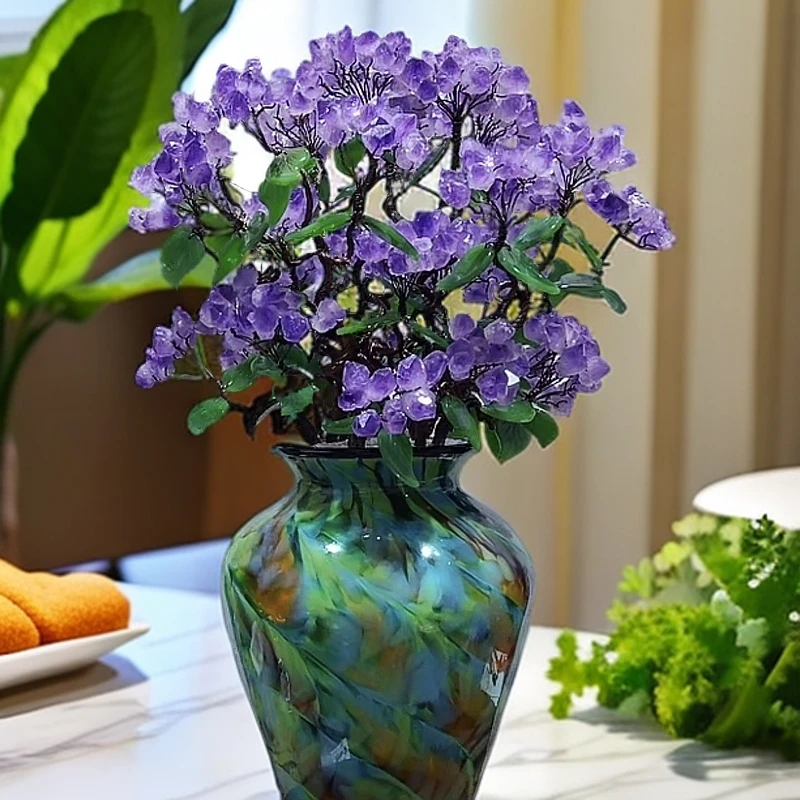 【卓越轻奢原创】现代轻奢琉璃紫水晶招财百搭福禄陶瓷摆件纯手工