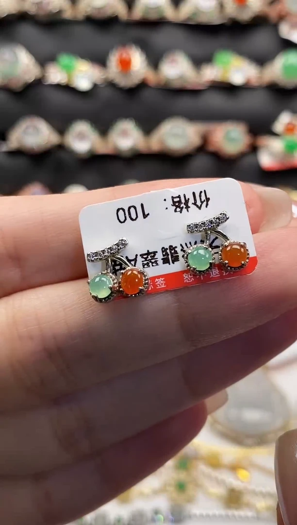 银S925镶嵌戒指翡翠天然A货翡翠72