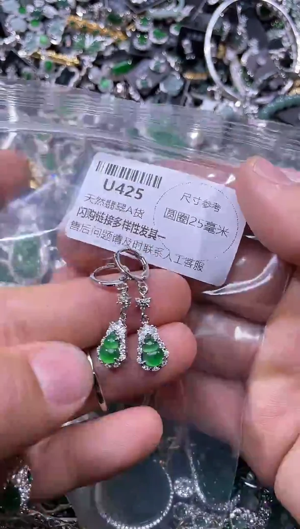 【闪购商品】翡翠颈饰未镶嵌U425耳扣