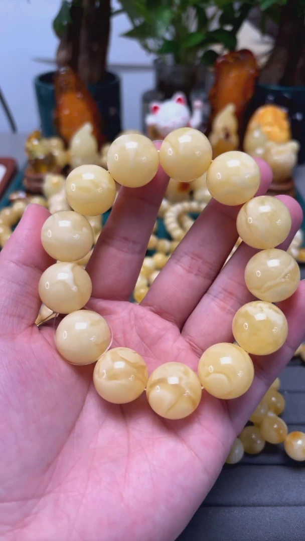 手串蜜蜡未镶嵌p50收藏臻品白蜡手串 51.4克 19mm