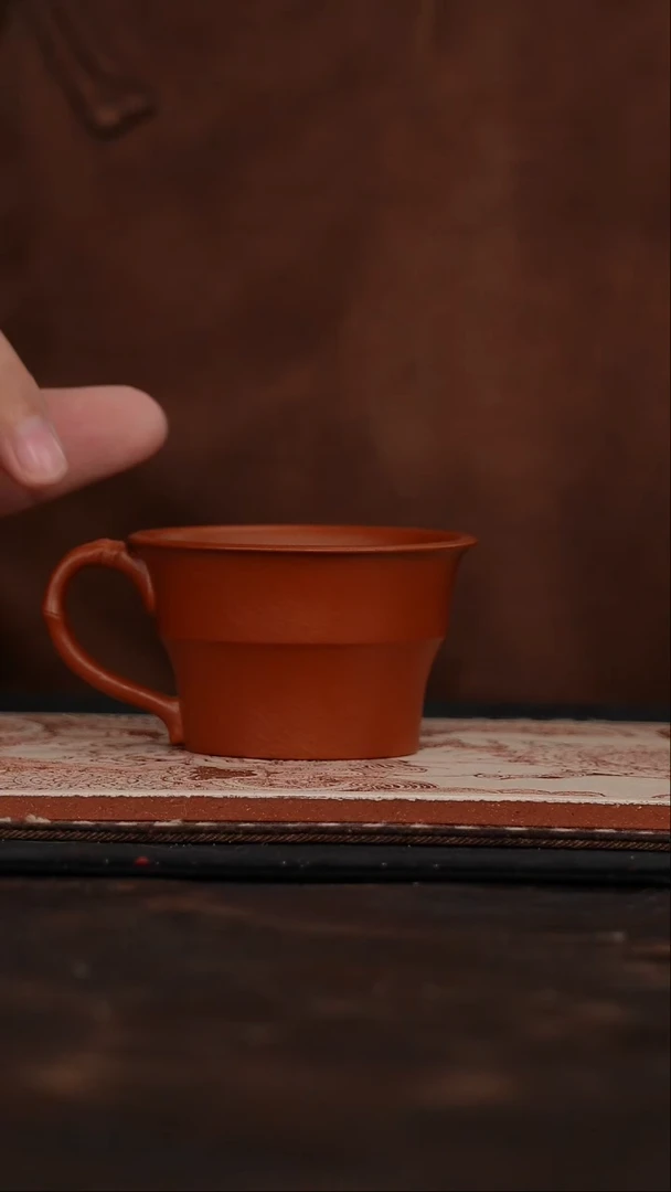 茶杯紫砂福利紫砂朱泥手把