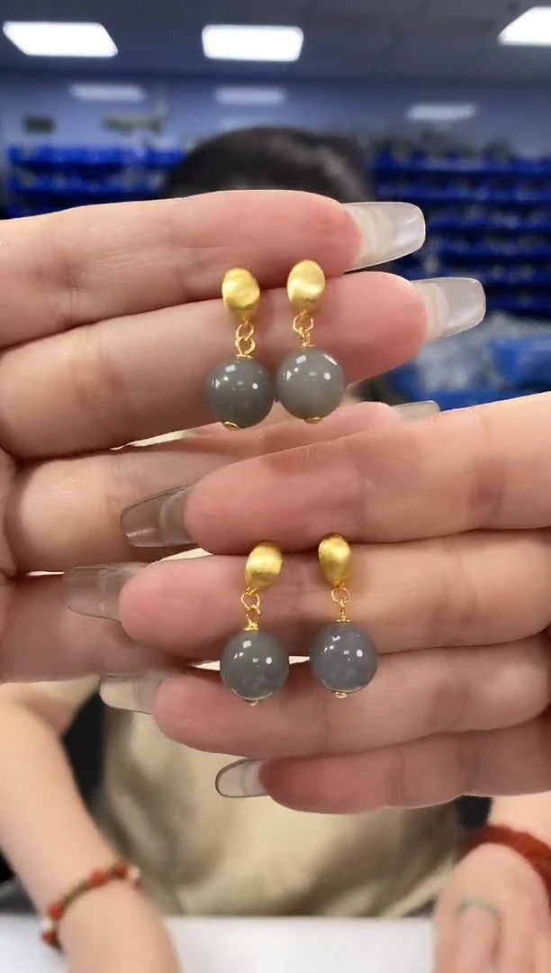 和田玉银S925镶嵌耳饰多样性发货发其一