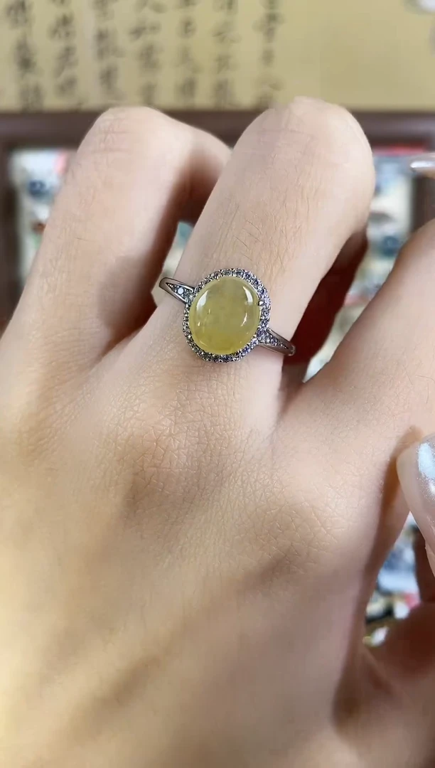 银S925镶嵌戒指翡翠 天然A货翡翠2