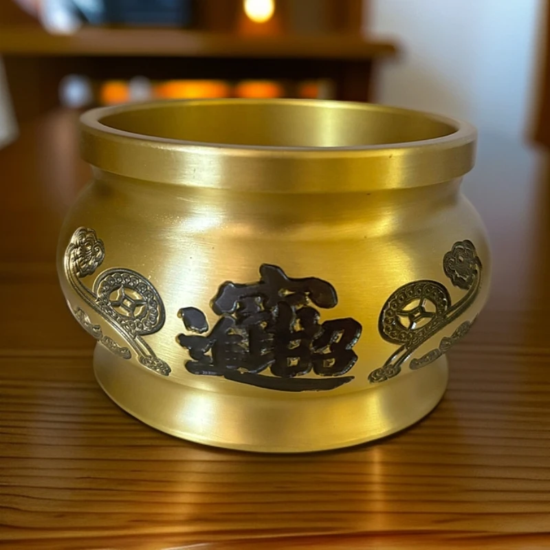 纯铜金色手工创意心经香炉家居摆件家庭黄铜铜摆件高档家用工艺品