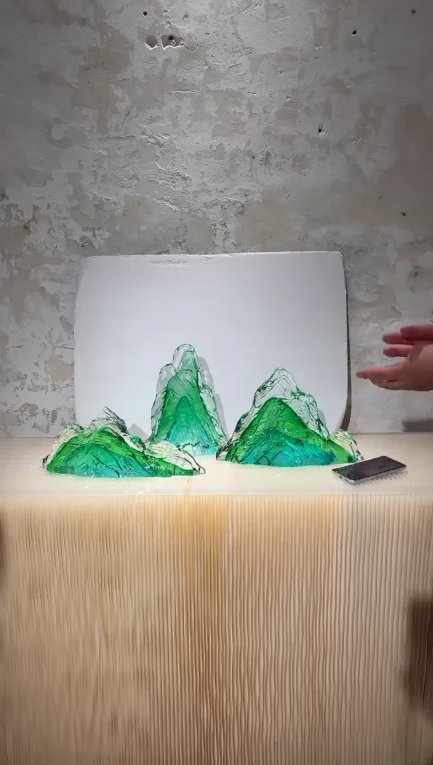 摆件璨石美学翡翠山一组艺术摆件