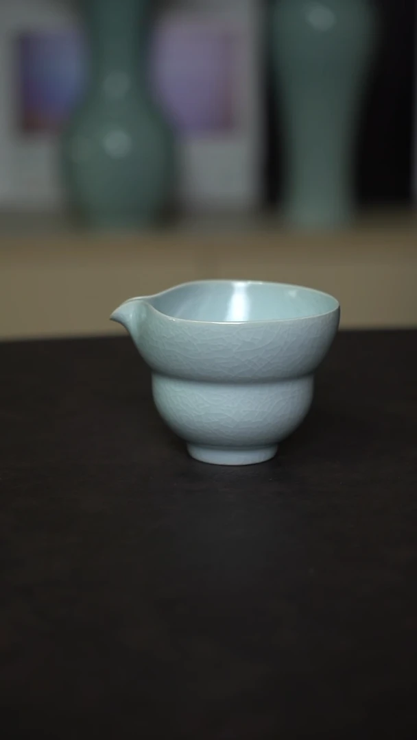 杯子瓷月白福禄公道全手工