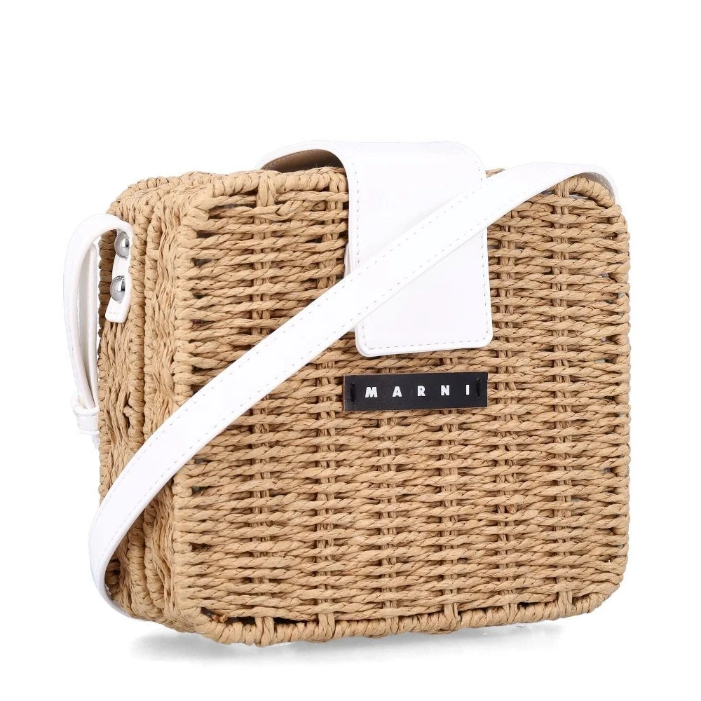 MARNI Pic-Nic 女士拉菲草效果面料单肩包