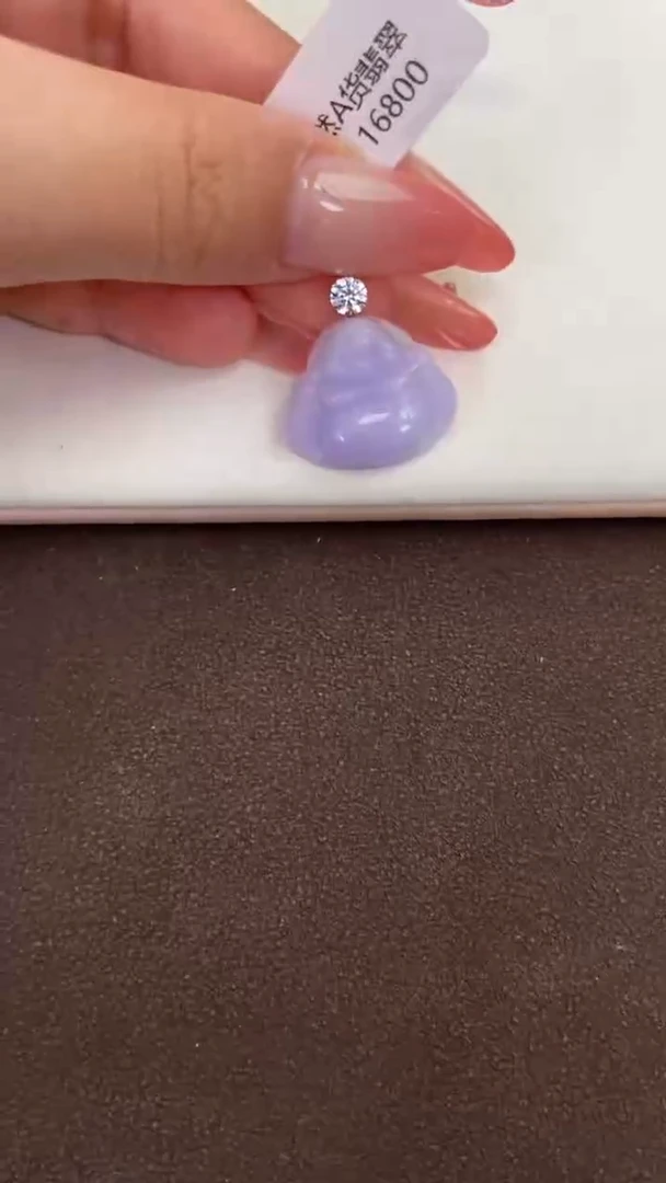 翡翠18K金镶嵌吊坠(赠链)天然缅甸A货翡翠