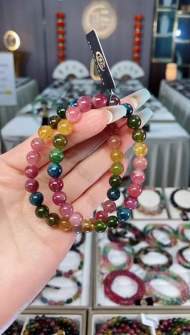 未镶嵌老矿碧玺彩虹单圈手串7mm+碧玺（多样性发一条）mz