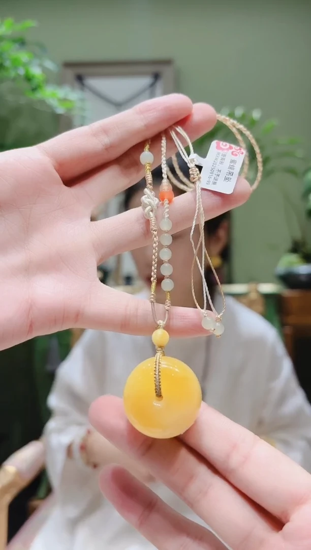 裸石蜜蜡未镶嵌蜜蜡绳编项链PP