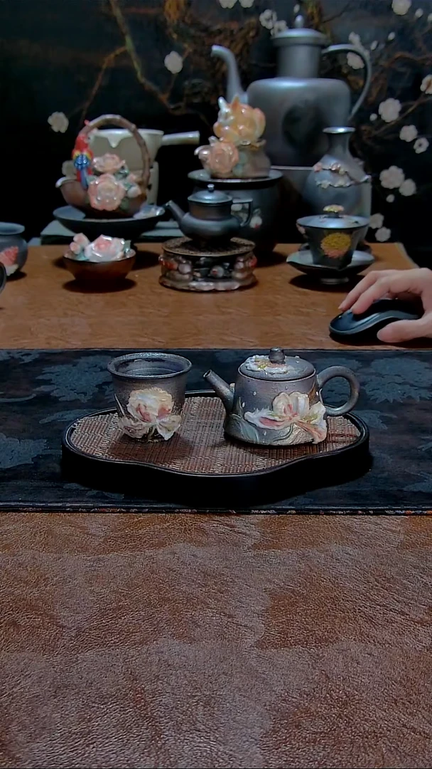 颜老师雨中鸢尾花壶套装