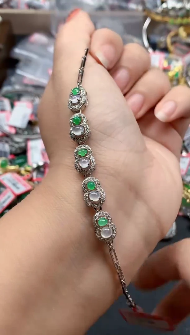 银S925镶嵌戒指翡翠天然A货缅甸翡翠