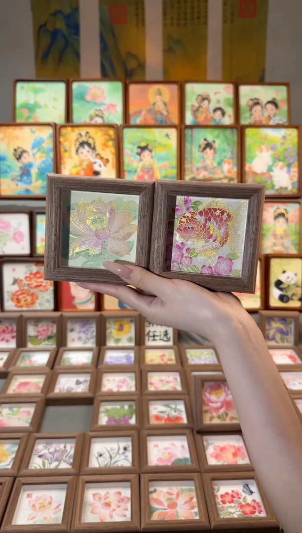 国画金荷花 朵朵金鱼 一组11