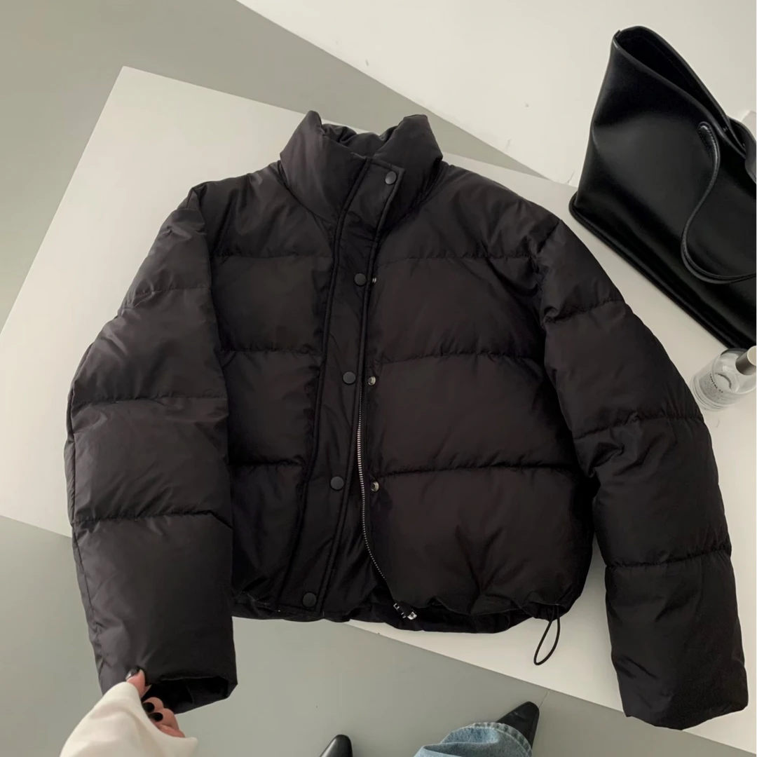 309-399短款长款常规百搭女士春秋冬休闲风宽松轻薄拉链棉服保暖