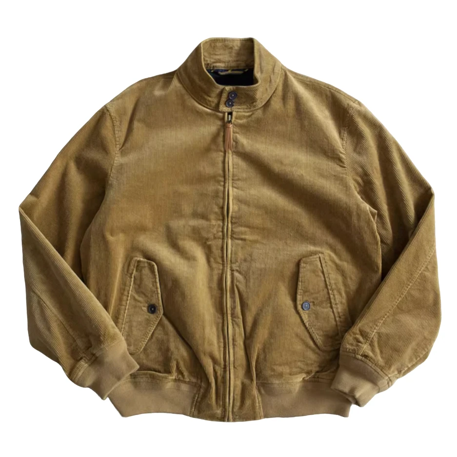 R 撤柜 美式经典复古 水洗弹力灯芯绒 哈灵顿夹克外套Y