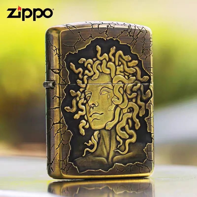 zippo打火机正品/黄铜盔甲美杜莎浮雕男士收藏防风DYJ1