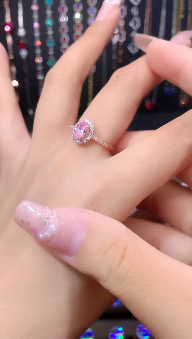 蓝宝石戒指银S925镶嵌玫瑰金