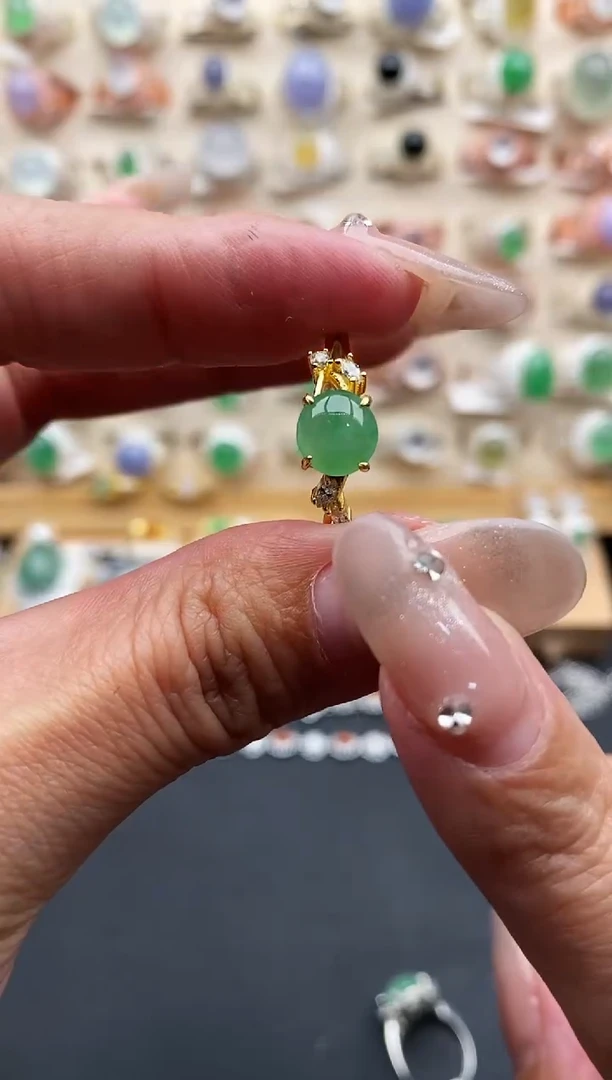 银S925镶嵌戒指翡翠缅甸天然A货翡翠11 6-10