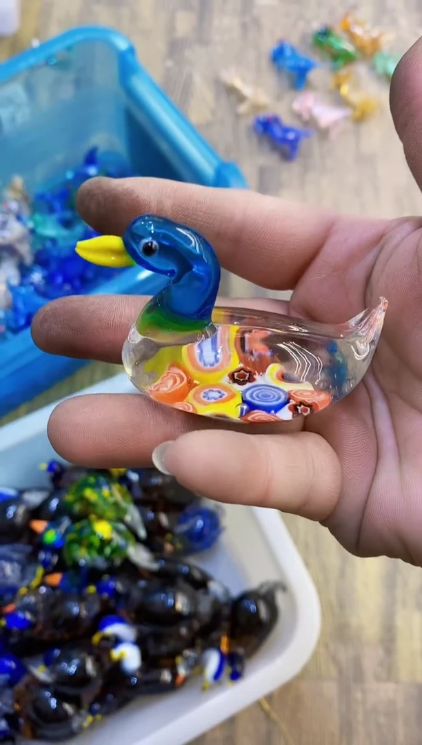 【闪购商品】琉璃手工艺品微瑕万花鸭子