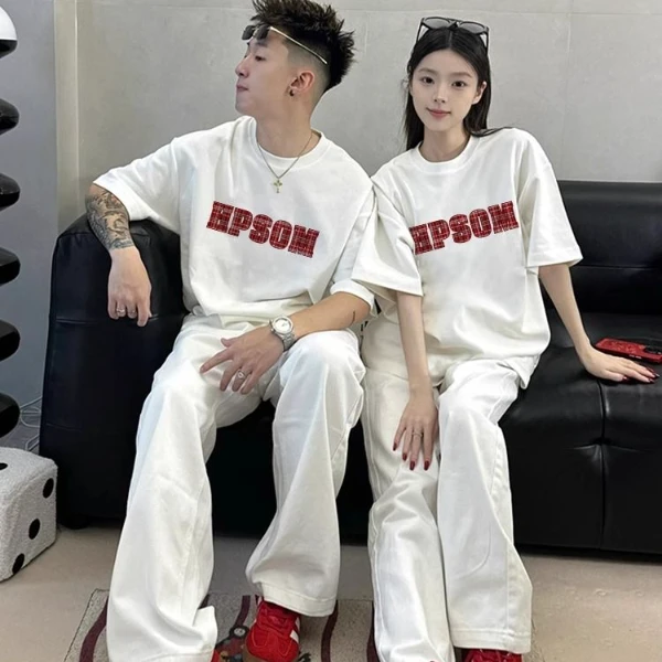 情侣装夏天款一男一女情侣短袖t恤2025新款爆款宽松纯棉T恤高级感
