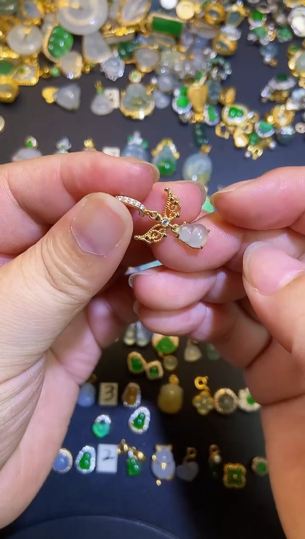 翡翠银S925镶嵌吊坠(不含链)1