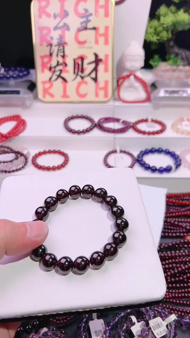 【闪购商品】石榴石手链未镶嵌天然石榴石单圈手链