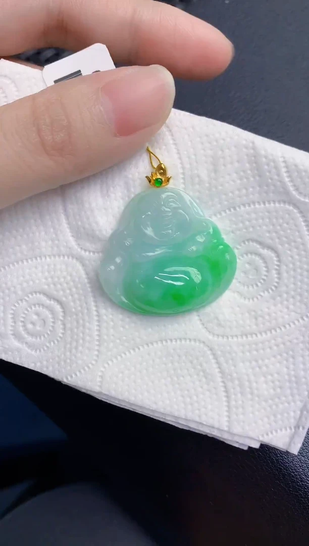 颈饰18K金镶嵌翡翠天然翡翠缅甸A货