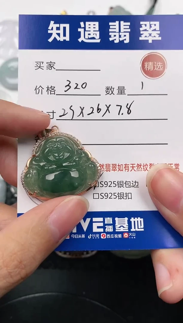 颈饰银S925镶嵌翡翠挂件