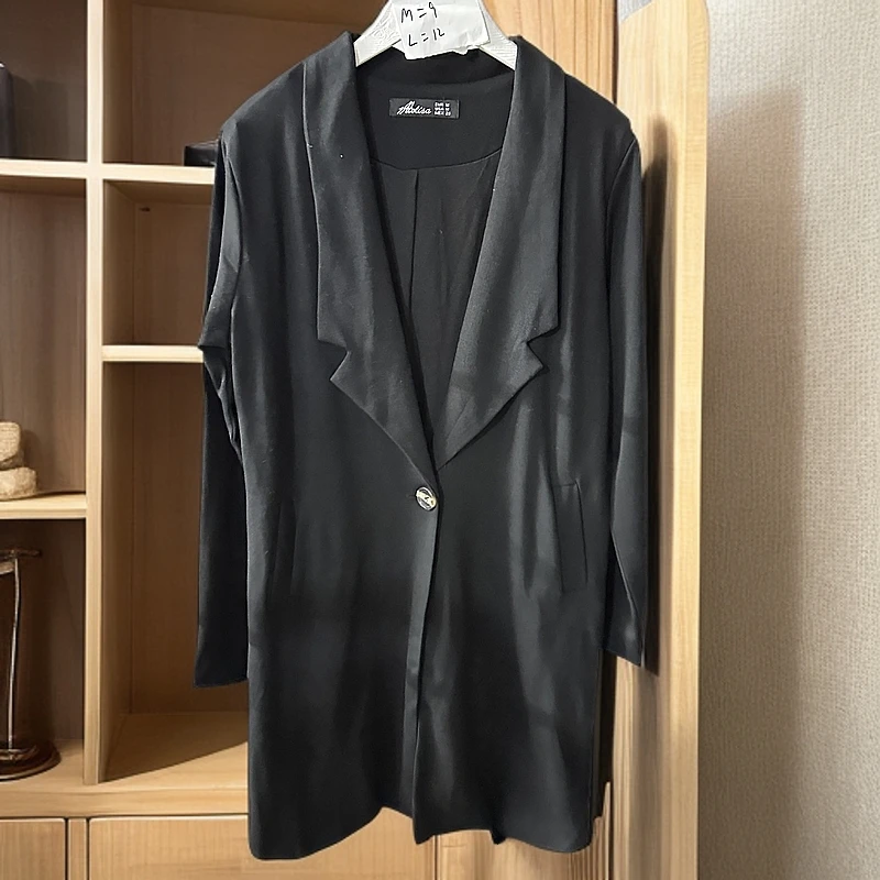 1549风衣长款长袖中长款女上衣女士气质夏季百搭黑色秋季大衣时尚