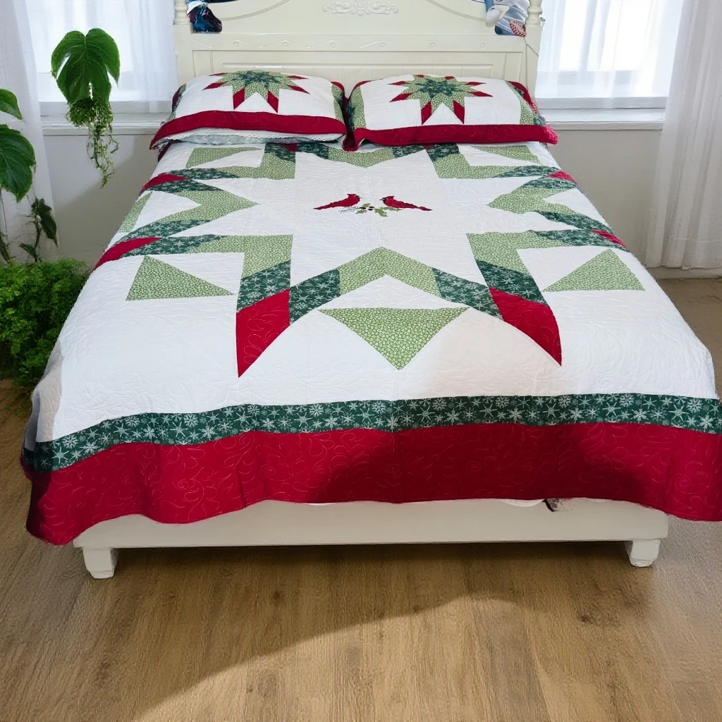 《云云家》圣诞系列高品质刺绣八角花三件套228*269