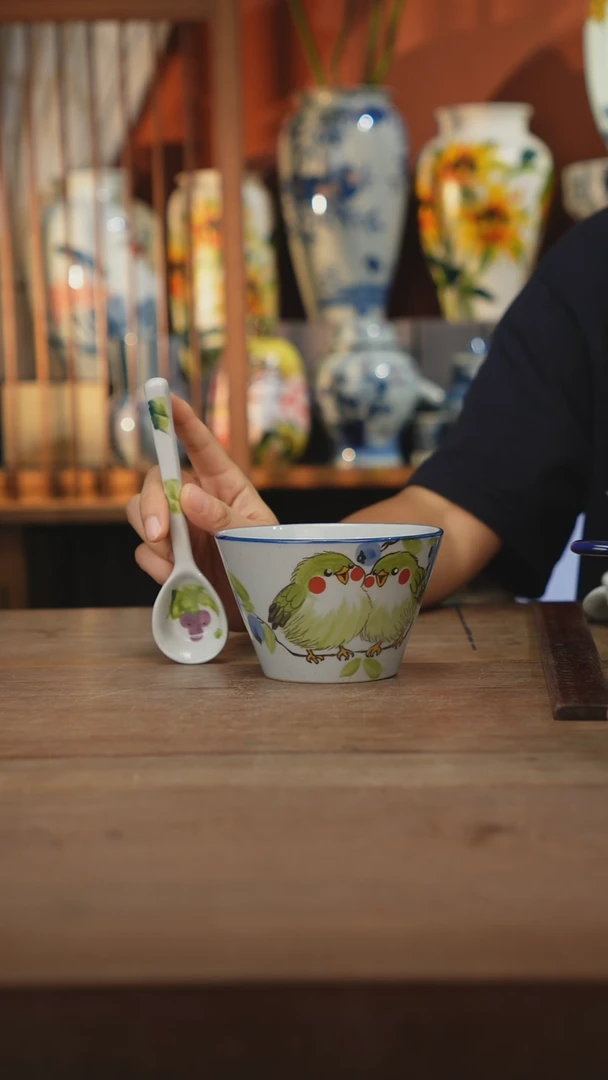 瓷片【简家甄选】景德镇设计师釉下手绘陶瓷餐具