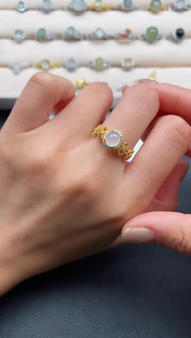 银S925镶嵌戒指翡翠22222222+6