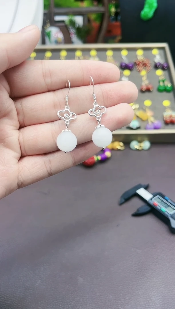 【闪购商品】玛瑙/玉髓耳钉银S925镶嵌101000