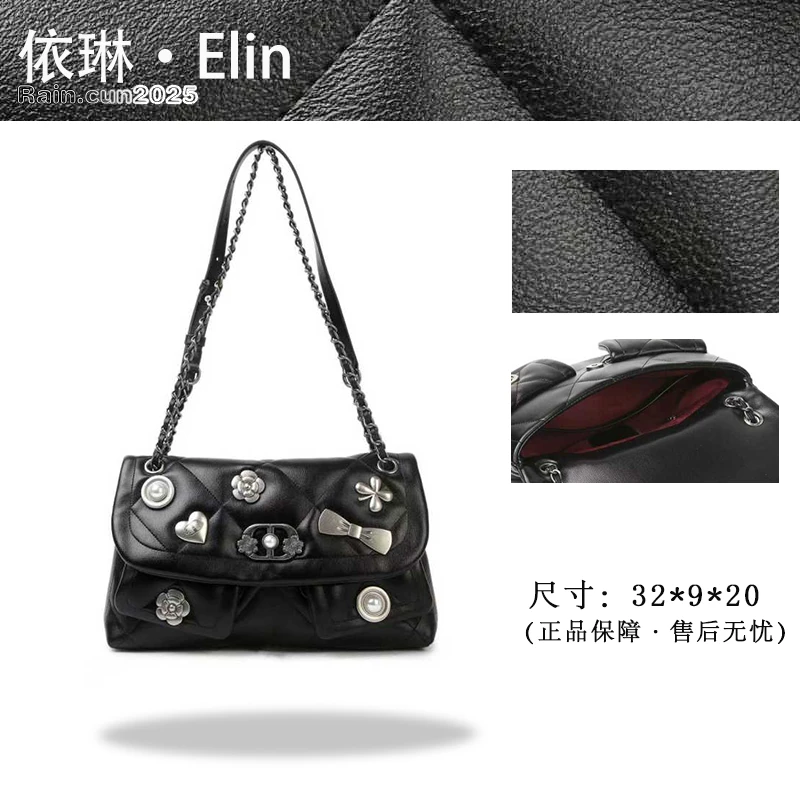 【Elin定制】2025年秋冬新款女包时尚设计单肩包BF-66677-黑色