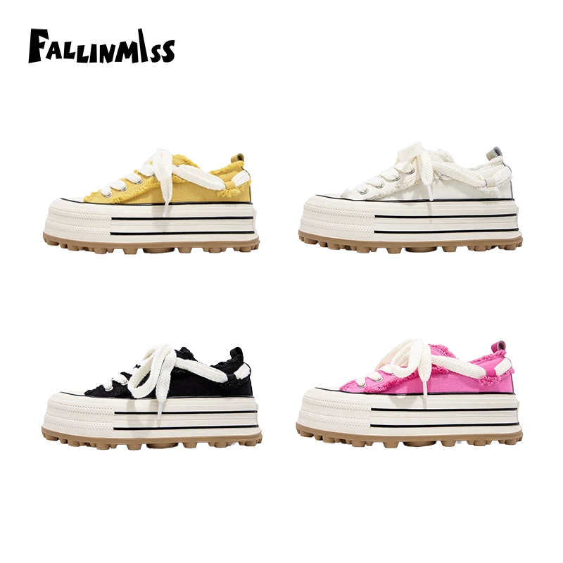 【非谜官方】非谜钉钉帆布鞋25年春低帮厚底舒适百搭休闲女鞋*