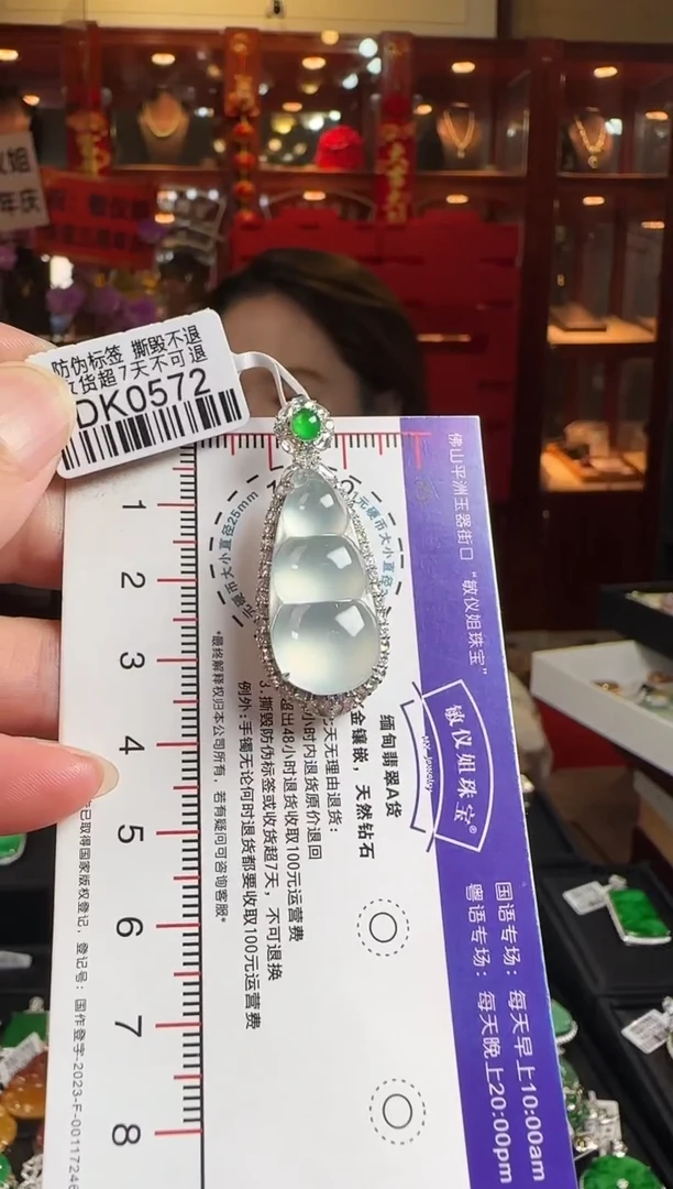 翡翠18K金镶嵌颈饰DK0572 冰豆豆