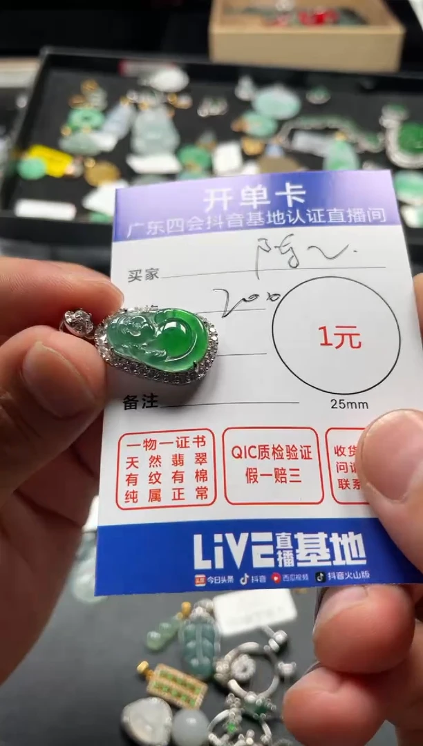 翡翠银S925镶嵌颈饰挂件