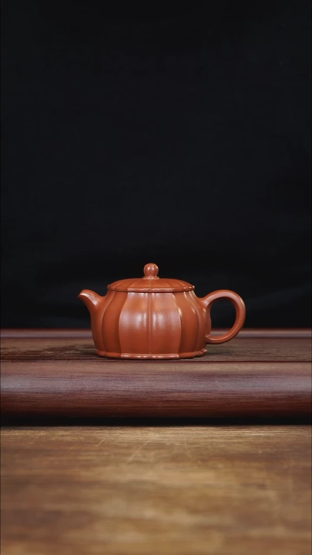 茶壶紫砂130ml 筋纹茂林 朱泥