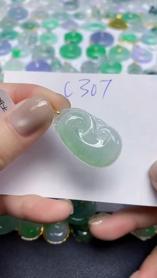 颈饰18K金镶嵌翡翠天然缅甸翡翠A货翡翠百元以上9元证书费自理