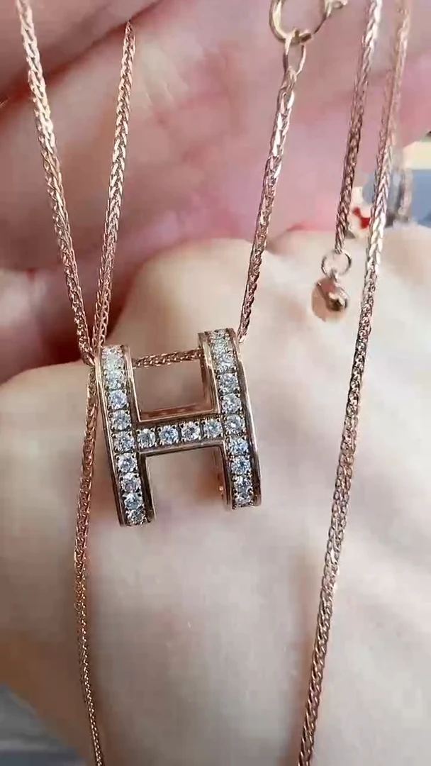 吊坠(不含链)钻石18K金镶嵌18K金钻石H吊坠